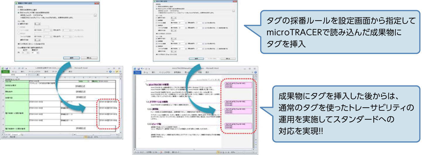 タグのない成果物に対するタグの挿入
