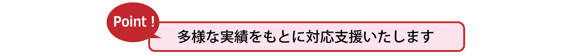 ポイント多様な実績をもとに対応⽀援いたします