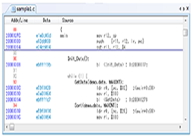 C/C++ソースとアセンブリコードを並べて表示